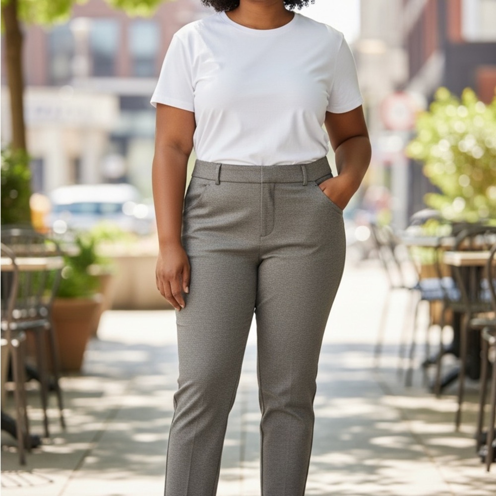 Liverpool Women's Lined Gray Houndstooth Straight Leg Trousers
